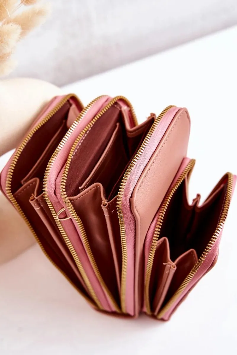 Clearance Portfel Torebka 2w1 Na Suwak Różowy Themis Listonoszki|Portfele