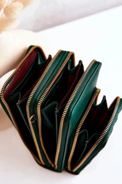 Portfel Torebka 2w1 Na Suwak Zielony Themis Listonoszki|Portfele