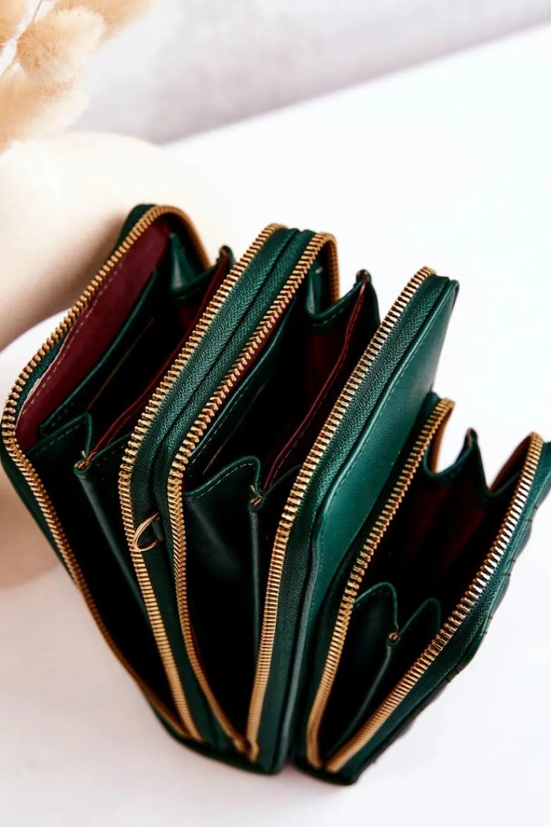 Portfel Torebka 2w1 Na Suwak Zielony Themis Listonoszki|Portfele