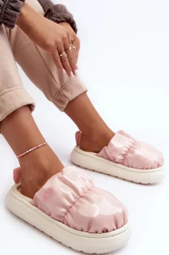 New Połyskujące Kapcie Damskie Różowe Big Star MM274129 Damskie Kapcie Klasyczne