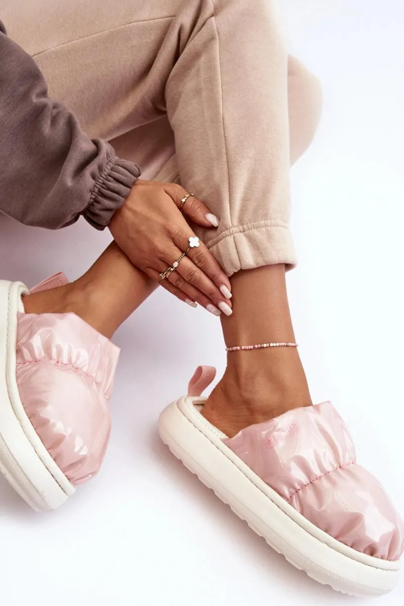 New Połyskujące Kapcie Damskie Różowe Big Star MM274129 Damskie Kapcie Klasyczne