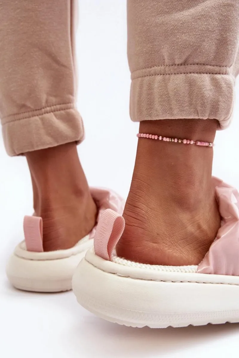 New Połyskujące Kapcie Damskie Różowe Big Star MM274129 Damskie Kapcie Klasyczne