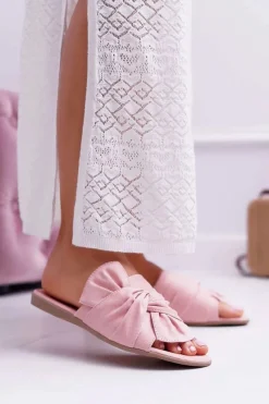 Best Połyskujące Klapki Z Wiązaniem Różowe Emilia Damskie Klapki Damskie Klasyczne