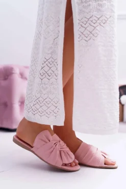 Best Połyskujące Klapki Z Wiązaniem Różowe Emilia Damskie Klapki Damskie Klasyczne