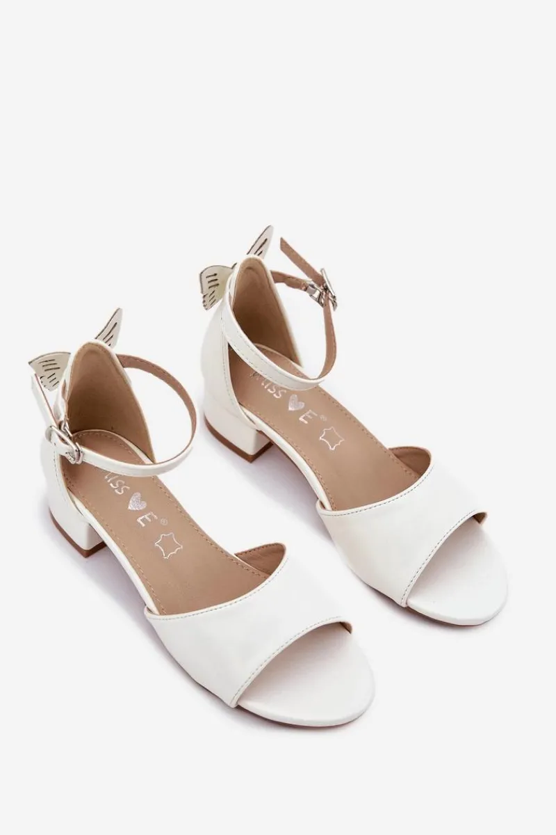 Dziewczęce>Evento Połyskujące Sandałki Dziewczęce Na Niskim Obcasie Białe Ainare Biały