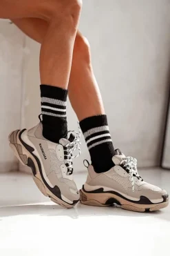 Skarpetki|Skarpetki>Milena Prążkowane Skarpety Damskie W Paski Bezuciskowe Czarne Czarny