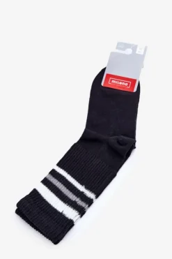 Skarpetki|Skarpetki></noscript>Milena Prążkowane Skarpety Damskie W Paski Bezuciskowe Czarne Czarny