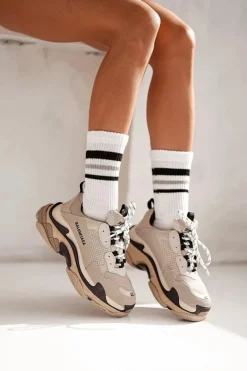 Hot Milena Prążkowane Skarpety Damskie W Paski Bezuciskowe Białe