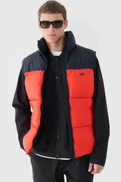 Best 4F Puchowy Bezrękawnik Męski WAW24TVJAM147-62S Czerwona