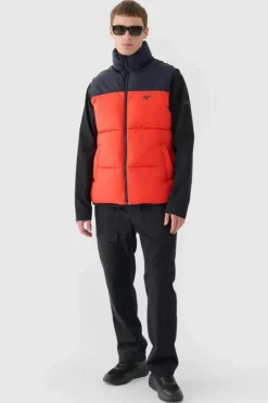 Best 4F Puchowy Bezrękawnik Męski WAW24TVJAM147-62S Czerwona