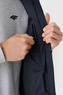 Kurtki Męskie|Odzież 4F></noscript>4F Puchowy Bezrękawnik Męski WAW24TVJAM147-20S Czarny