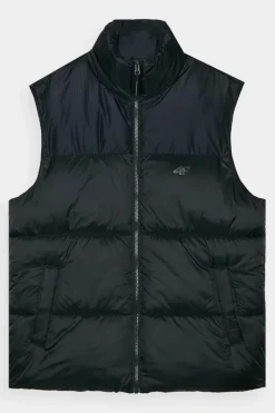 Kurtki Męskie|Odzież 4F></noscript>4F Puchowy Bezrękawnik Męski WAW24TVJAM147-20S Czarny