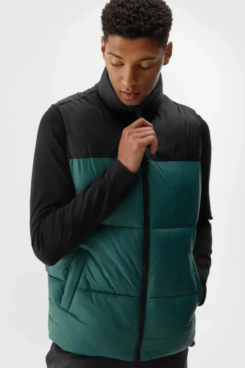 Sale 4F Puchowy Bezrękawnik Męski WAW24TVJAM147-40S Zielona Zielony