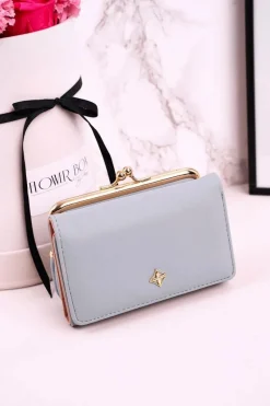 Portfele>Boto Średni Portfel Damski Zapinany Na Bigiel MILANO Niebieski