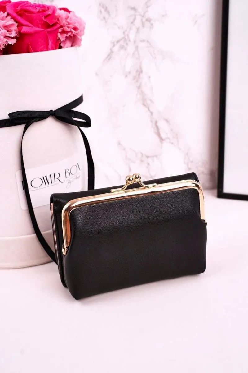 New Boto Średni Portfel Damski Zapinany Na Bigiel MILANO Czarny