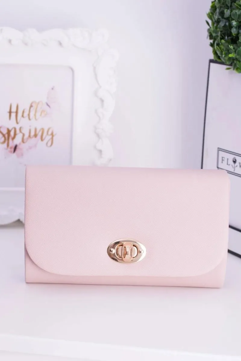 Discount Różowa Damska Kopertówka Złote Okucia Kopertówki