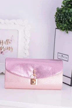 Discount Boto Różowa Kopertówka Złoty Łańcuch Zatrzask Kłódka