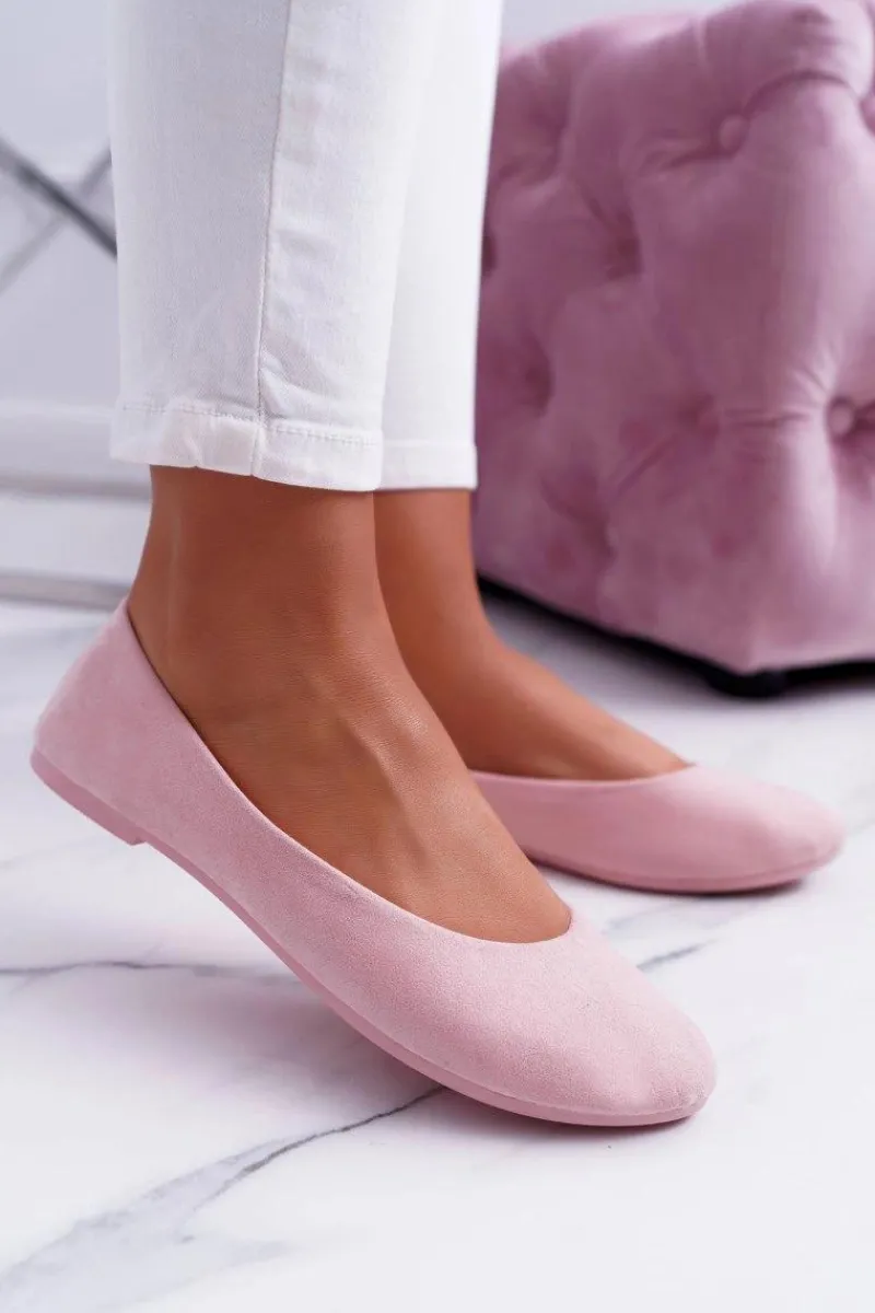 Baleriny Klasyczne>Boto Różowe Damskie Balerinki Zamsz Buenos