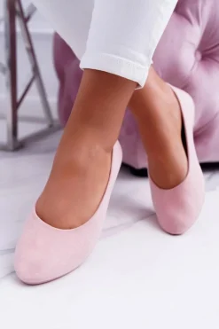 Baleriny Klasyczne>Boto Różowe Damskie Balerinki Zamsz Buenos