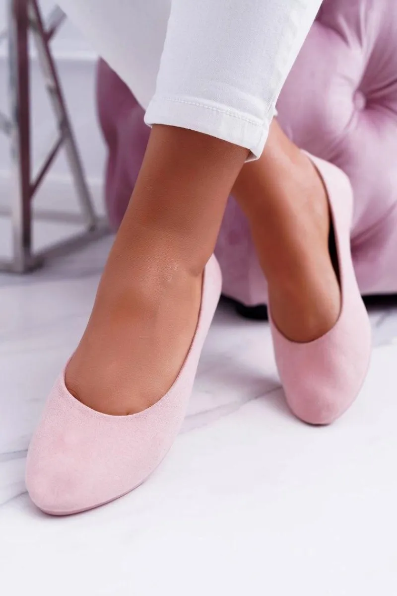 Baleriny Klasyczne>Boto Różowe Damskie Balerinki Zamsz Buenos