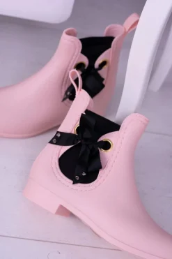 Sale Różowe Matowe Damskie Kalosze Sztyblety Someday Damskie Kalosze Damskie