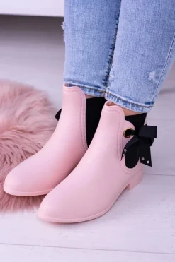 Sale Różowe Matowe Damskie Kalosze Sztyblety Someday Damskie Kalosze Damskie