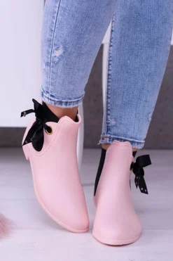 Sale Różowe Matowe Damskie Kalosze Sztyblety Someday Damskie Kalosze Damskie