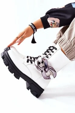 Clearance S. Barski Damskie Botki Trapery Białe Jensen Damskie Botki Ocieplane|Damskie Trapery