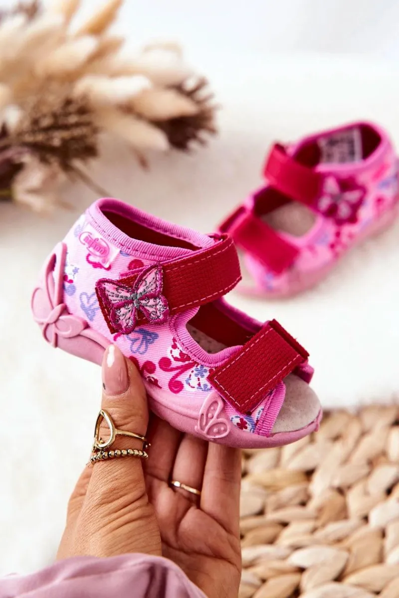 Hot BEFADO Sandałki Na Rzep 342P021 Różowe