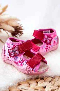 Hot BEFADO Sandałki Na Rzep 342P021 Różowe