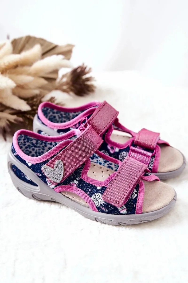 Dziewczęce|Dziewczęce>BEFADO Sandałki Na Rzep 065X151 Granatowo-Różowe