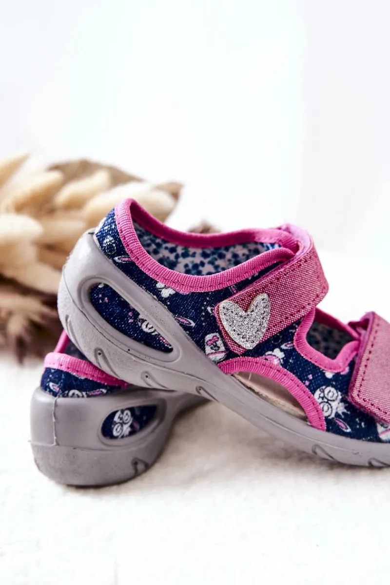 Dziewczęce|Dziewczęce>BEFADO Sandałki Na Rzep 065X151 Granatowo-Różowe