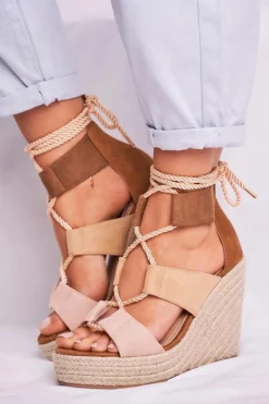 Sandały Na Koturnie>Boto Sandałki Damskie Na Koturnie espadrylu Beżowe Beautiful One