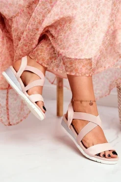 Sandały Na Koturnie>Boto Sandałki Damskie Na Koturnie Beżowe Wsuwane Harper