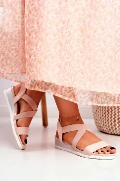 Sandały Na Koturnie>Boto Sandałki Damskie Na Koturnie Beżowe Wsuwane Harper