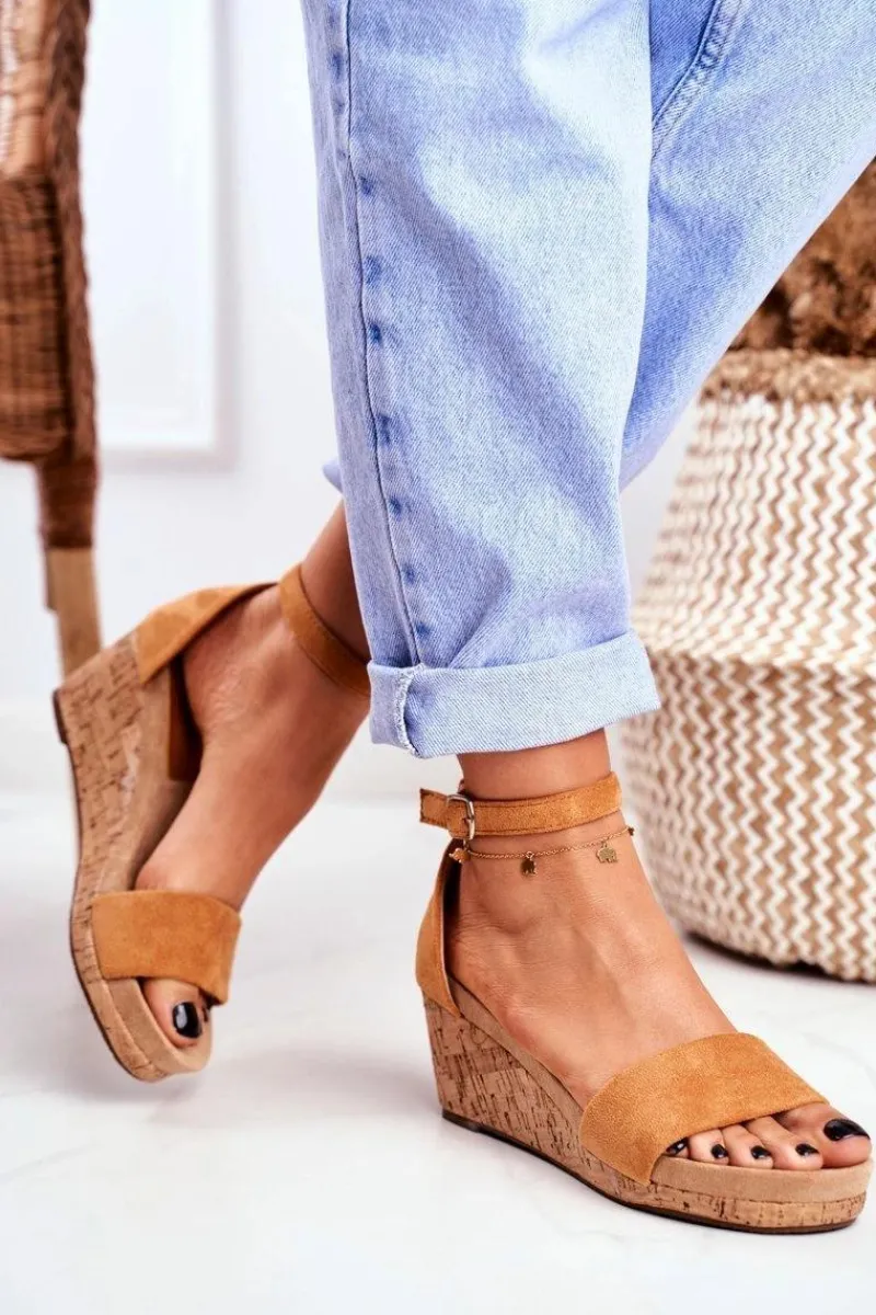 Discount Sandałki Damskie Na Koturnie Camel MarryMe Damskie Sandały Na Koturnie