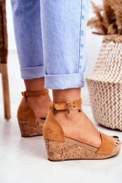 Discount Sandałki Damskie Na Koturnie Camel MarryMe Damskie Sandały Na Koturnie