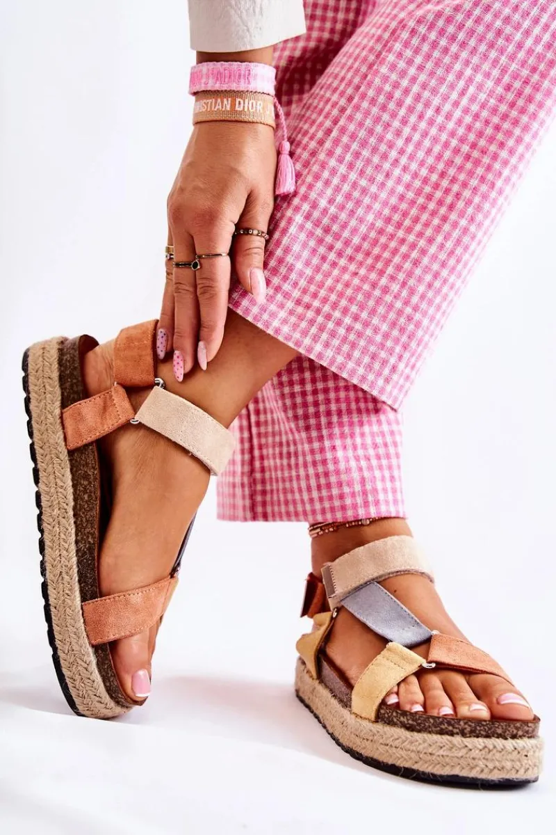 Boto Sandałki Damskie Na Lato Beżowo-Żółte Galia