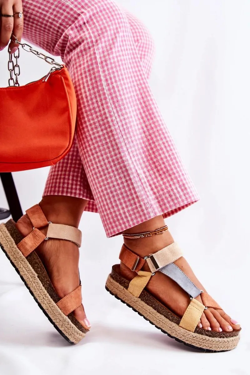 Boto Sandałki Damskie Na Lato Beżowo-Żółte Galia