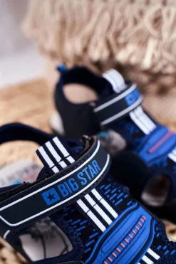 Clearance Sandałki Dziecięce Big Star Na Rzepy Granatowe FF374211 Damskie Chłopięce|Dziewczęce