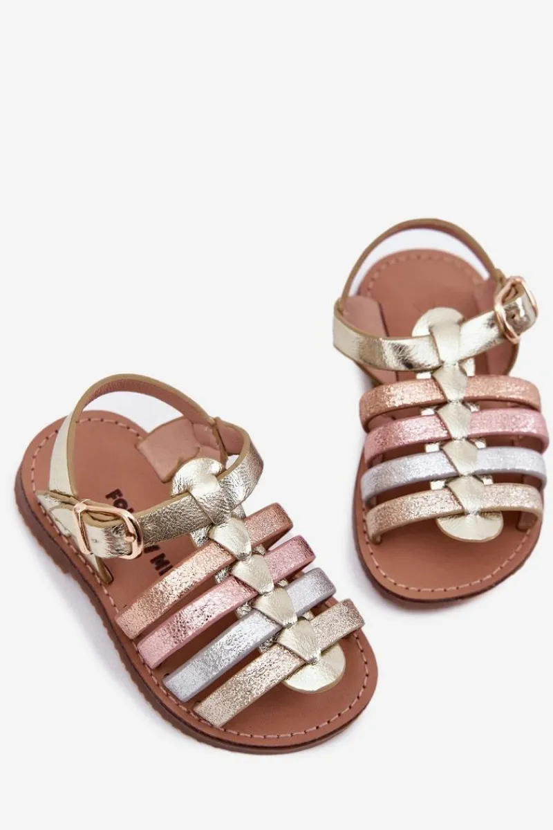 Outlet Sandałki Dziecięce Dziewczęce Z Eko Skóry Złote Mariana Dzieci Dziewczęce