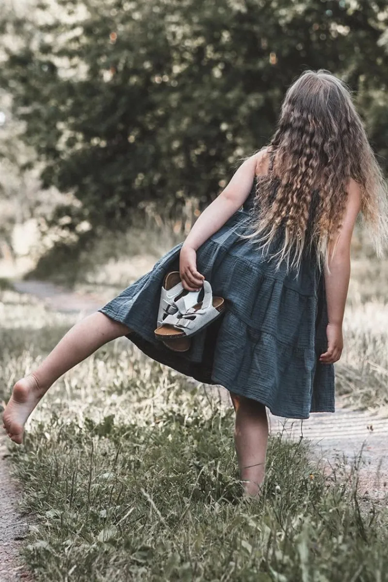 New Boto Sandałki Dziecięce Na Korkowej Platformie Zapinane Na Rzep Szare Rorria Szary