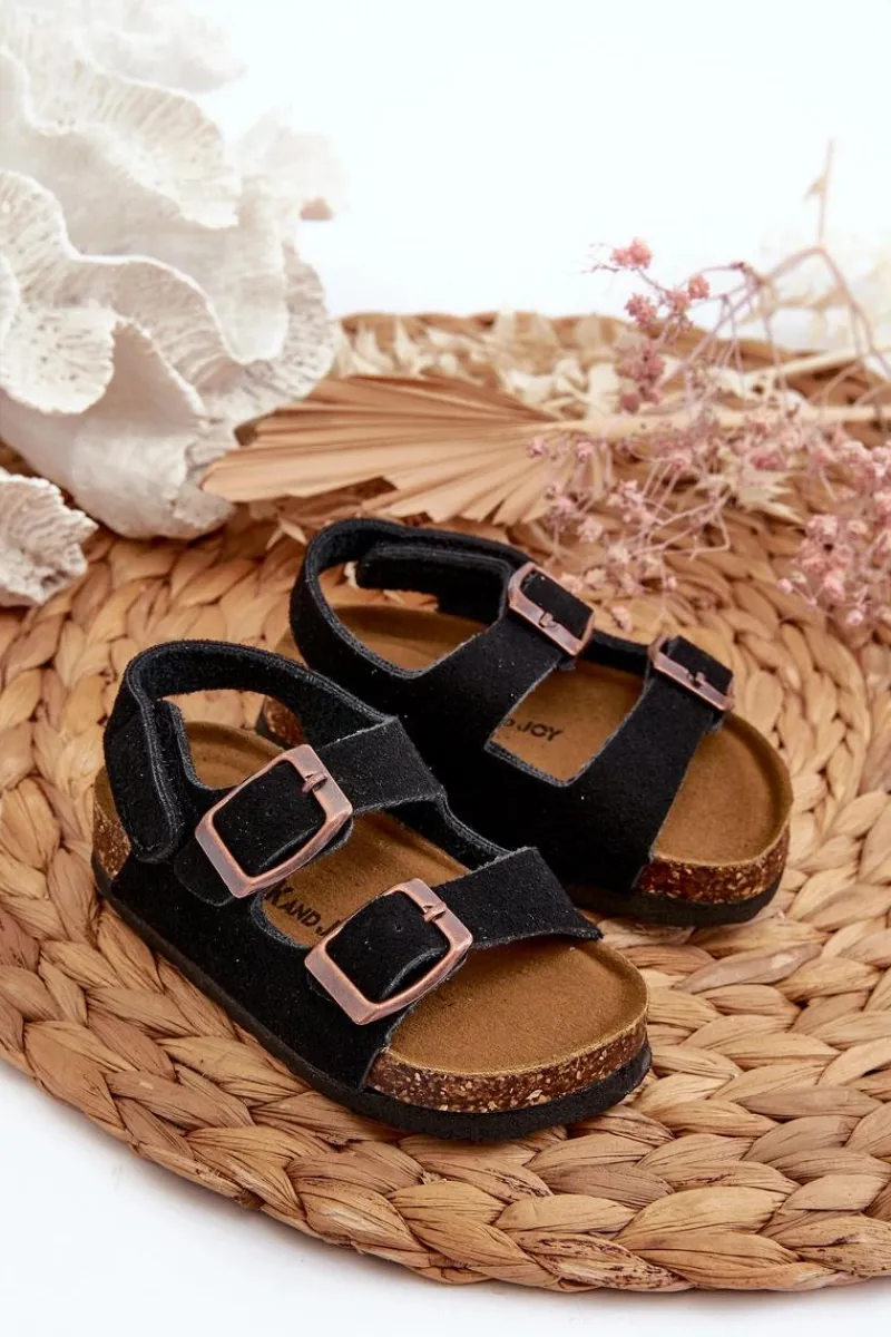 Dziewczęce>Boto Sandałki Dziecięce Na Korkowej Platformie Zapinane Na Rzep Czarne Rorria Czarny