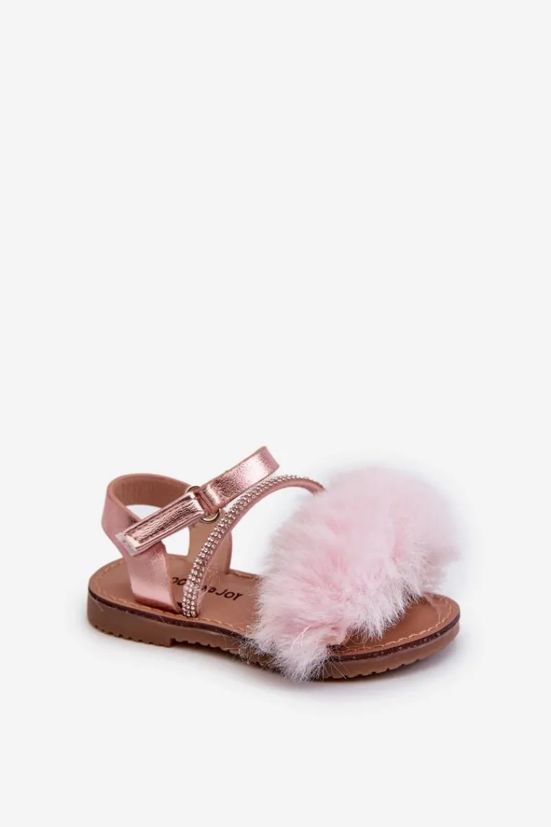 Best Sandałki Dziecięce Na Rzep Z Futerkiem Różowe Rosavere Dzieci Dziewczęce