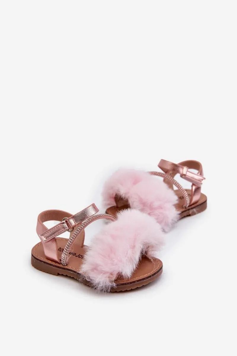 Best Sandałki Dziecięce Na Rzep Z Futerkiem Różowe Rosavere Dzieci Dziewczęce