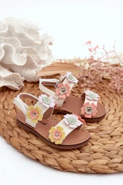 Dziewczęce>Boto Sandałki Dziecięce Ozdobione Kwiatkami Multikolor Tinette Wielokolorowy