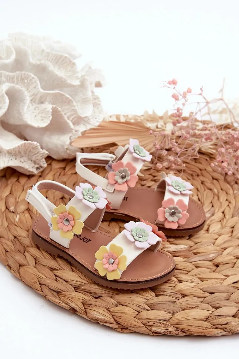 Dziewczęce>Boto Sandałki Dziecięce Ozdobione Kwiatkami Multikolor Tinette Wielokolorowy
