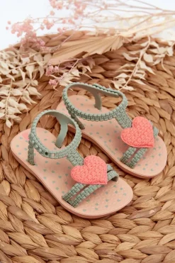 Clearance Ipanema Sandałki Dziecięce Z Sercem 81997 My First Baby Zielone Zielony