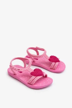 Sandałki Dziecięce Z Sercem 81997 My First Baby Różowe Dzieci Dziewczęce