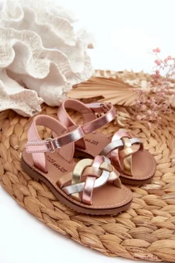 New Boto Sandałki Dziecięce Zapinane Na Rzep Z Przeplatającymi Się Paseczkami Multikolor Dianttha Wielokolorowy